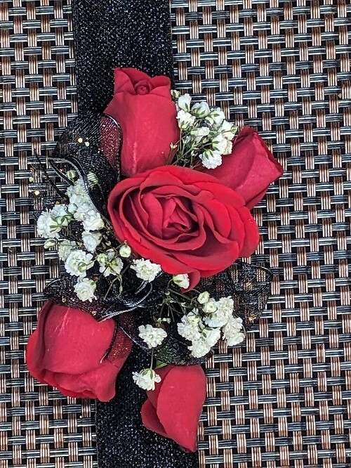 Red spray Rose corsage
