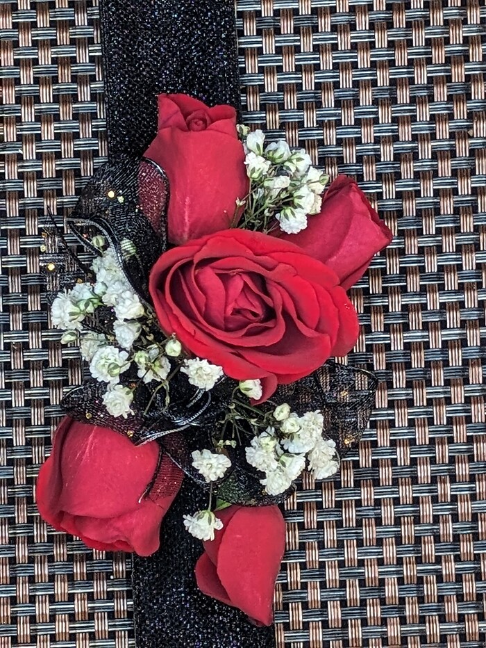 Red spray Rose corsage