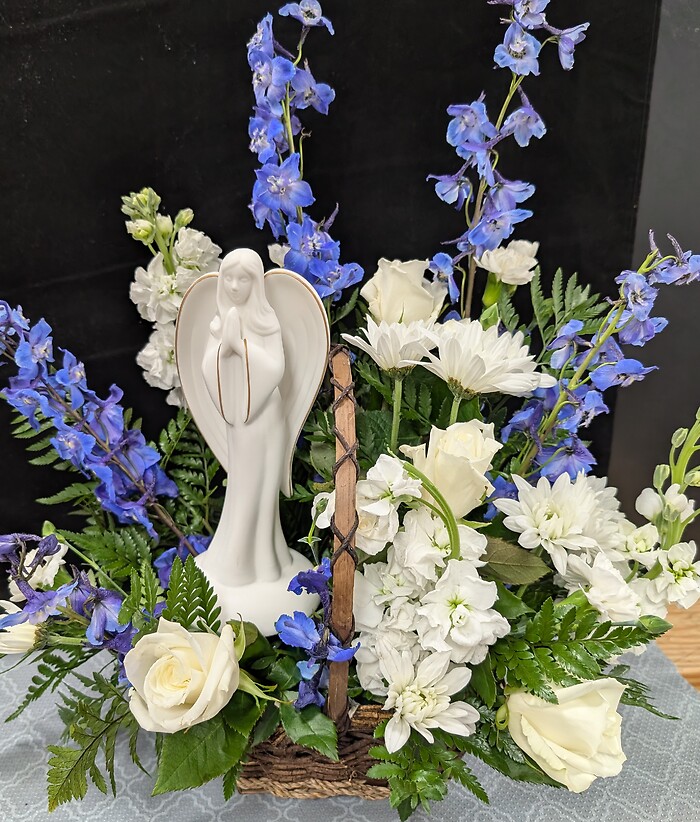 Heavenly Angel Blue and White Basket