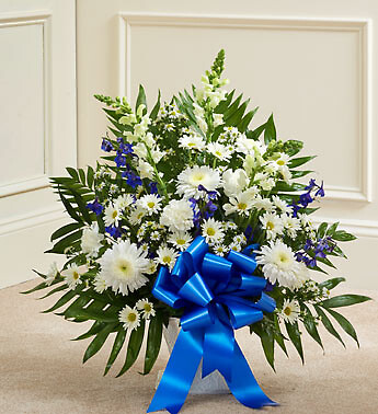 Tribute Blue &amp;amp; White Floor Basket Arrangement