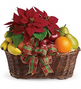 Fruit and Poinsettia Basket