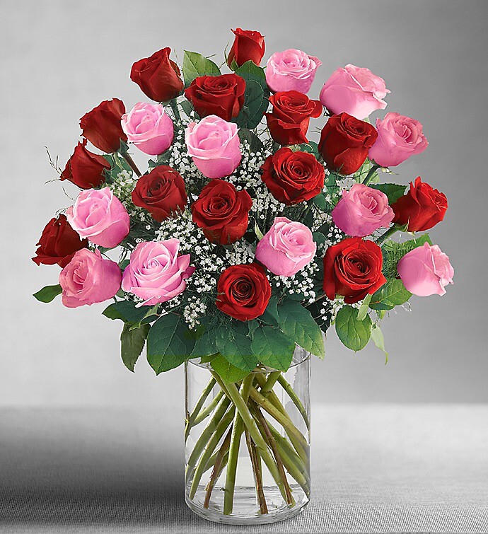 Ultimate Elegance Long Stem Pink &amp; Red Roses