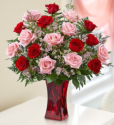 Shades of Pink and Red Premium Long Stem Roses