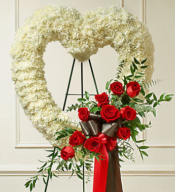 Red and White Open Heart with Red Roses