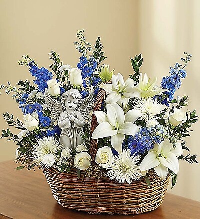 Heavenly Angel Blue and White Basket
